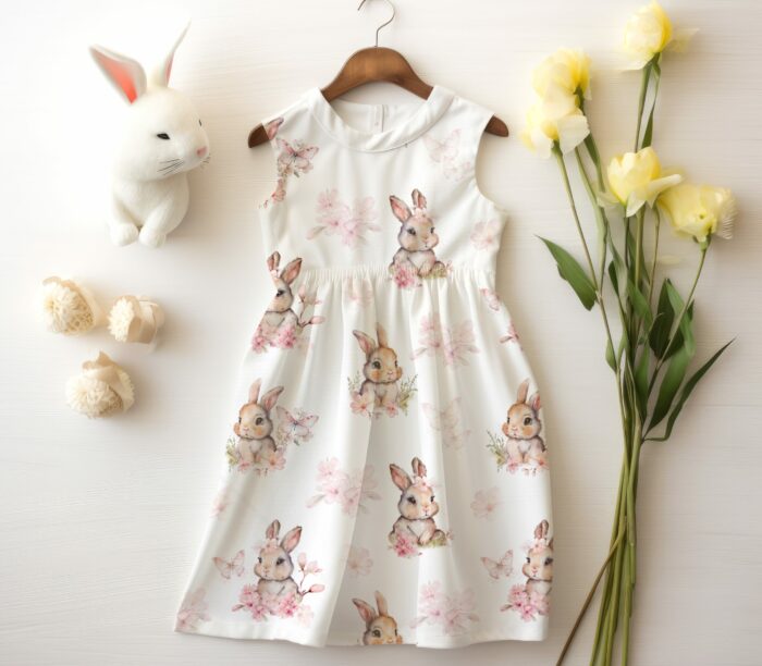 Tissu Imprimé Exclusif Lapin Mignon Printemps Grand, 7 tissus au choix – Image 4