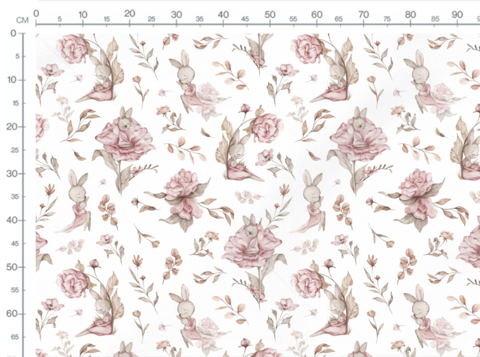Tissu Imprimé Lapin Mignon Roses Blanc Grand, 7 tissus au choix – Image 3