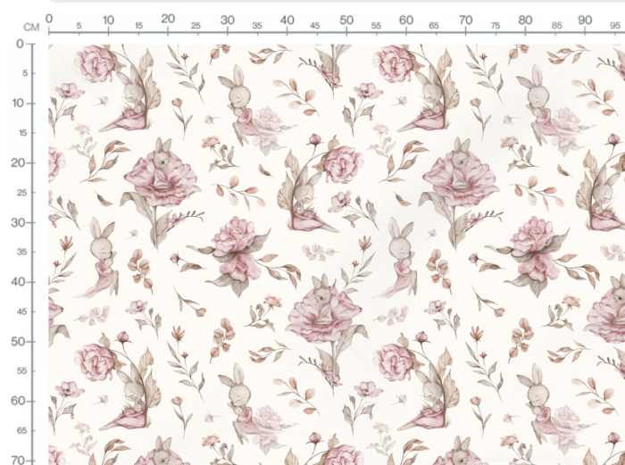 Tissu Imprimé Lapin Mignon Roses Crème Grand, 7 tissus au choix – Image 3