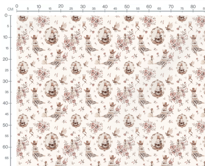 Tissu Imprimé Lapin Vintage Fleurs Crème, 10 tissus au choix – Image 3