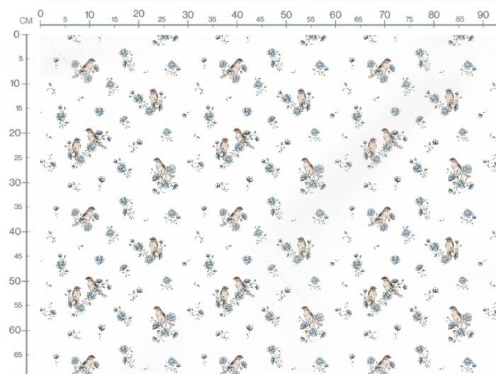 Tissu Imprimé Oiseaux Fleurs Bleues, 7 tissus au choix – Image 3