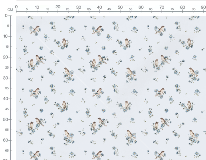 Tissu Imprimé Oiseaux Fleurs Bleues Bleu, 7 tissus au choix – Image 3