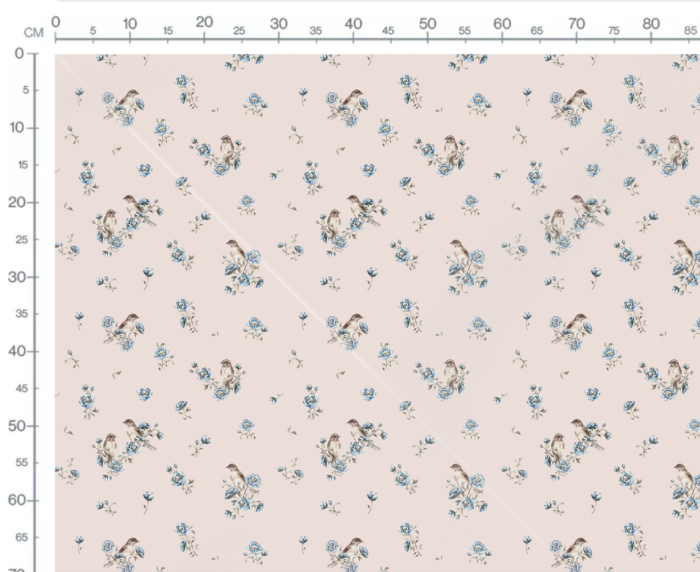 Tissu Imprimé Oiseaux Fleurs Bleues Blush, 7 tissus au choix – Image 3