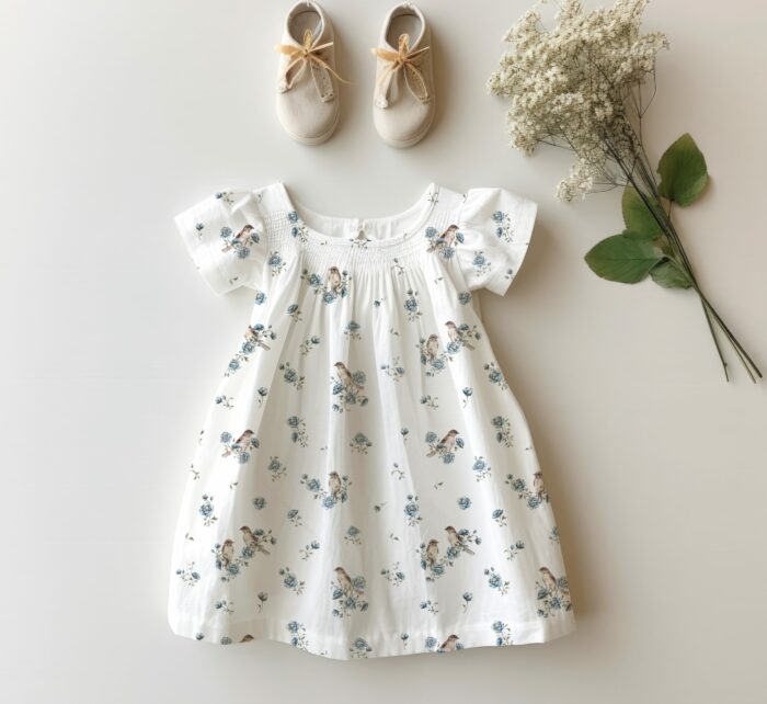 Tissu Imprimé Oiseaux Fleurs Bleues Vert, 7 tissus au choix – Image 4