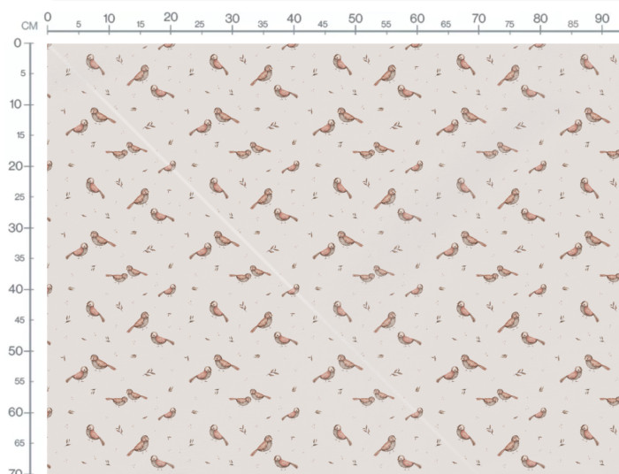 Tissu Imprimé Oiseaux Mignons Beige Gris Petit, 7 tissus au choix – Image 3
