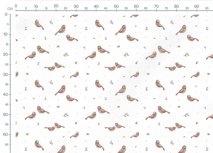 Tissu Imprimé Oiseaux Mignons Blanc Grand, 7 tissus au choix – Image 3