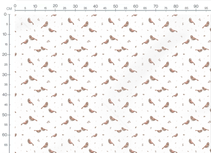 Tissu Imprimé Oiseaux Mignons Blanc Petit, 7 tissus au choix – Image 3