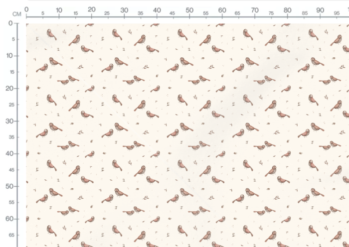 Tissu Imprimé Oiseaux Mignons Crème Petit, 7 tissus au choix – Image 3