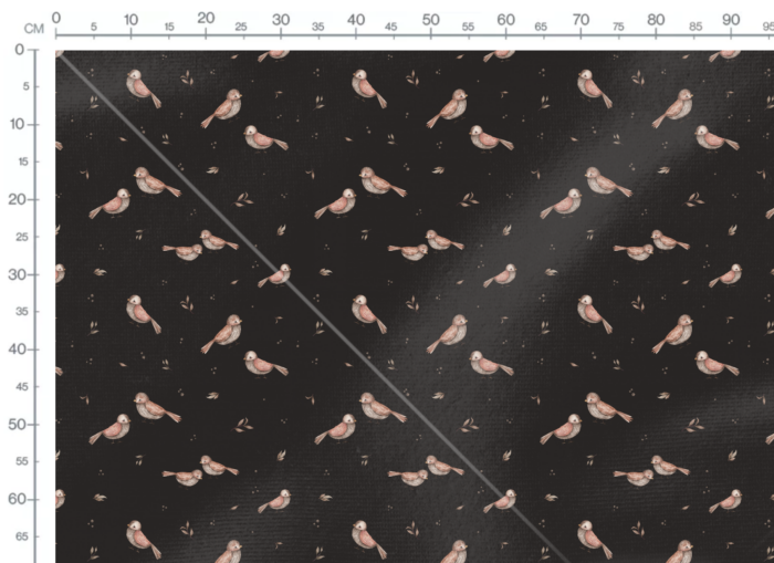 Tissu Imprimé Oiseaux Mignons Noir Grand, 7 tissus au choix – Image 3