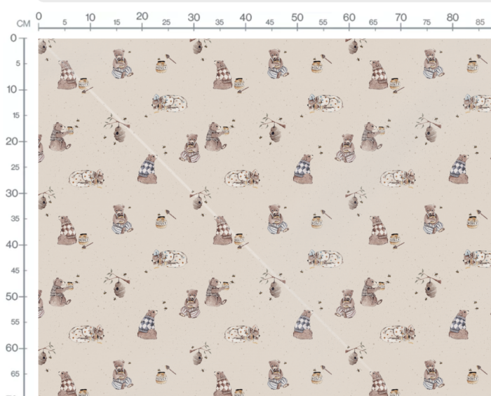 Tissu Imprimé Ourson Miel Abeille Beige, 7 tissus au choix – Image 3
