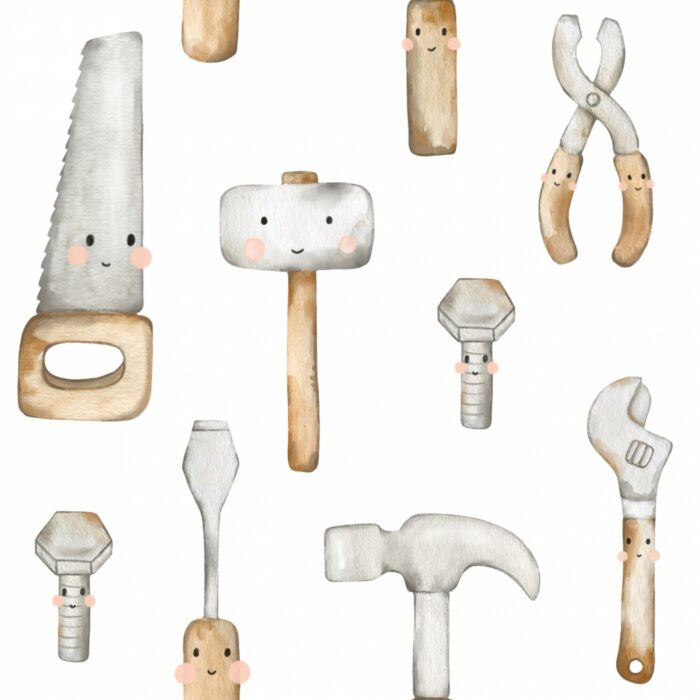 Tissu Imprimé Petit Bricoleur, 7 tissus au choix