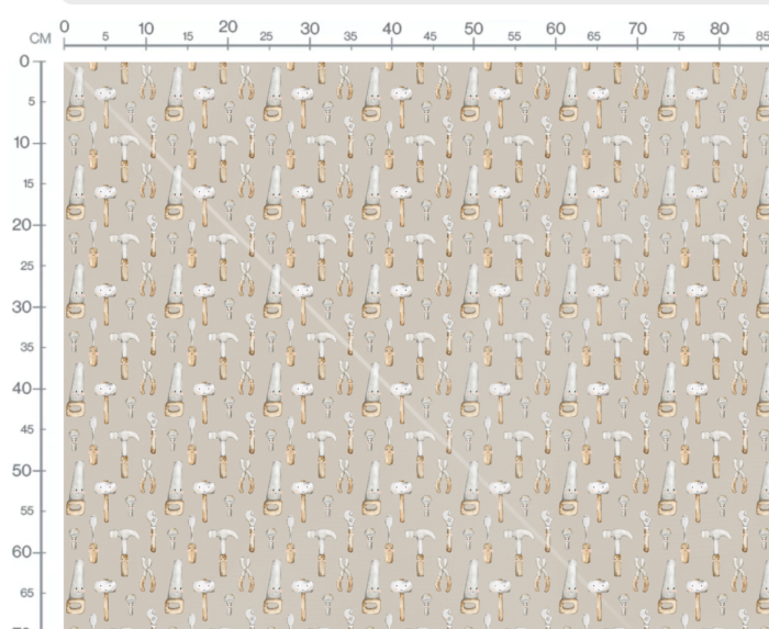 Tissu Imprimé Petit Bricoleur Beige Gris, 10 tissus au choix – Image 2