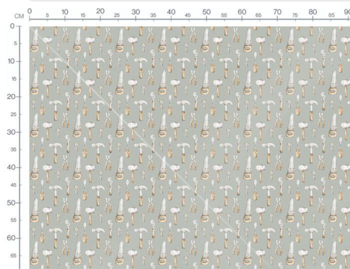Tissu Imprimé Petit Bricoleur Vert Gris, 10 tissus au choix – Image 2