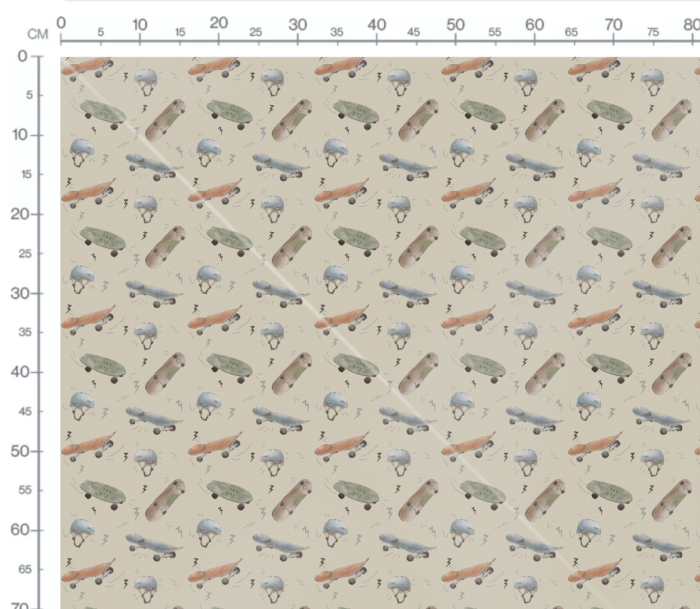 Tissu Imprimé Planche a Roulettes Beige, 7 tissus au choix – Image 3