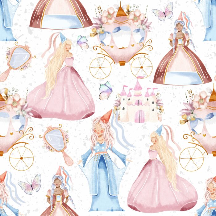 Tissu Imprimé Princesse Pastel, 7 tissus au choix