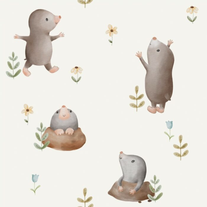 Tissu Imprimé Taupe Adorable Crème, 7 tissus au choix