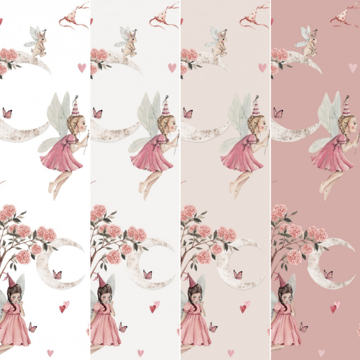 Tissu Imprimé Fées Lune Fleurs Blanc, 10 tissus au choix – Image 5