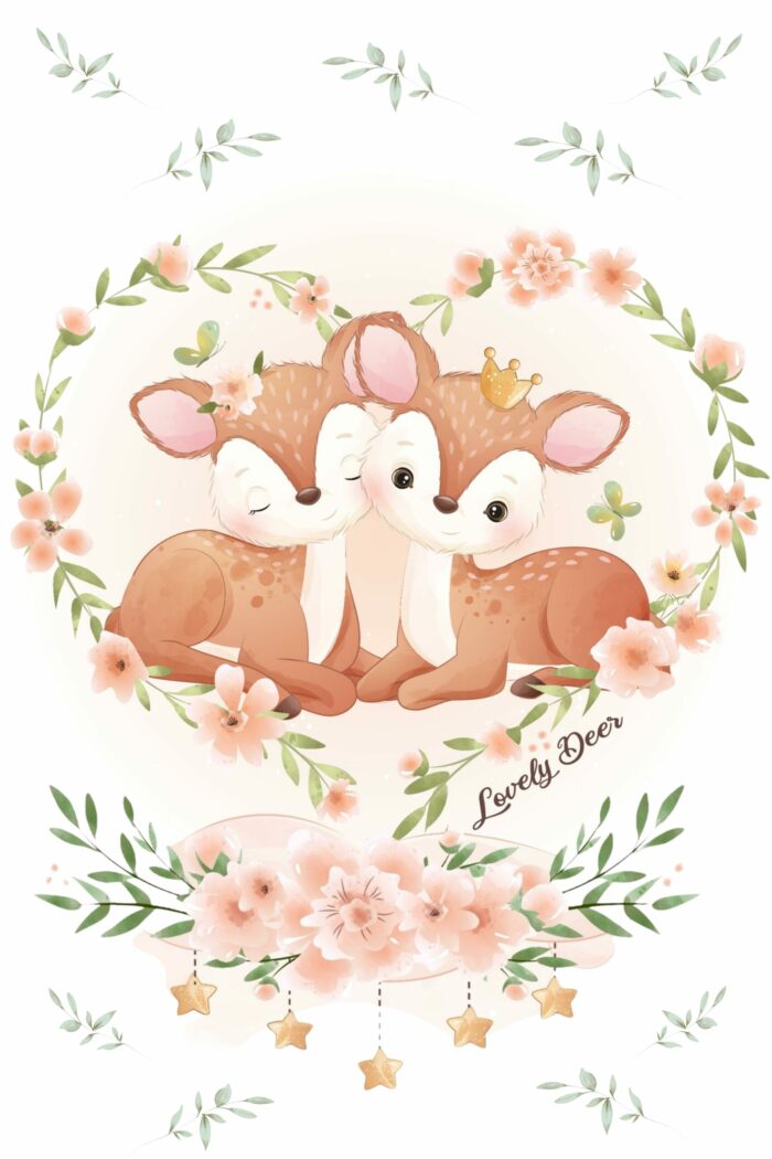 Panneau Couverture Biche Bébé Mignon Coeur, 100 x 150 cm
