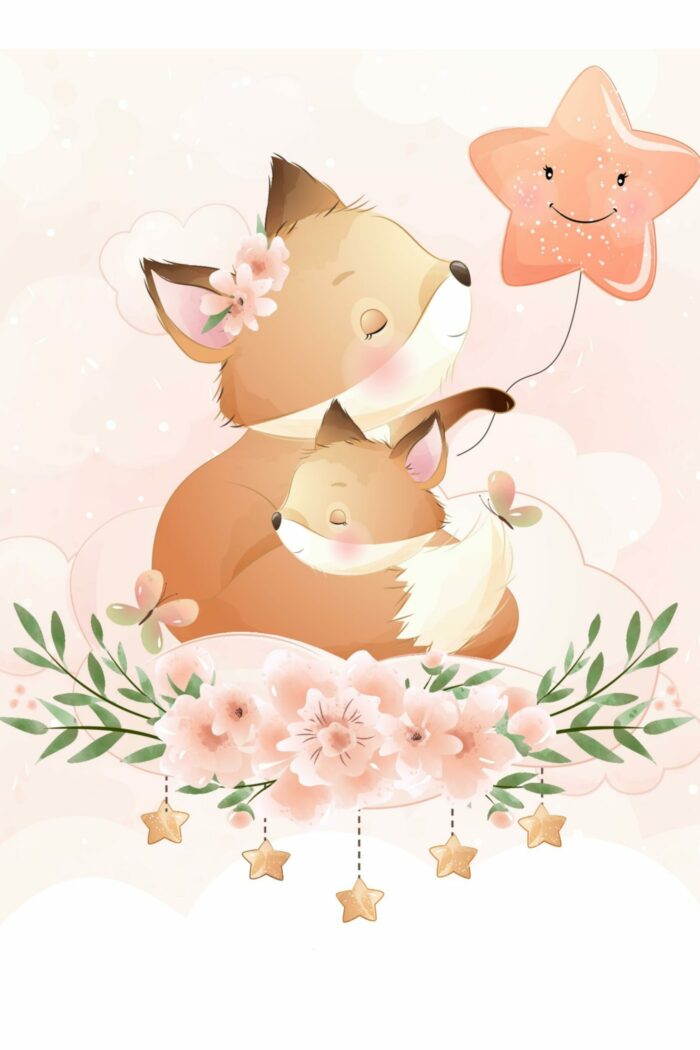 Panneau Couverture Renard Mignon Bébé Etoile, 100 x 150 cm