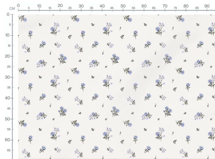 Tissu Imprimé Fleuri Vintage Bleu Crème,10 tissus au choix – Image 3