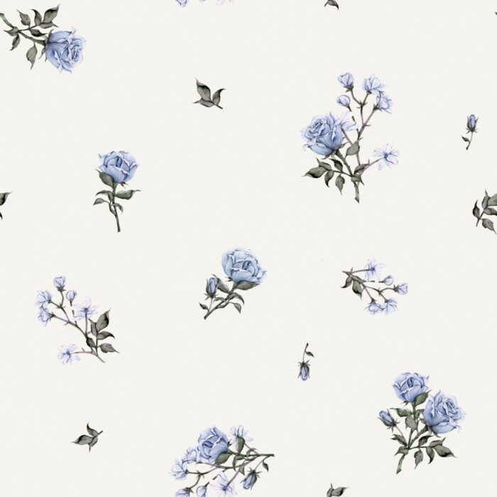 Tissu Imprimé Fleuri Vintage Bleu Crème,10 tissus au choix