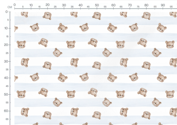 Tissu Imprimé Petit Ourson Adorable Rayures Bleu, 10 tissus au choix – Image 2