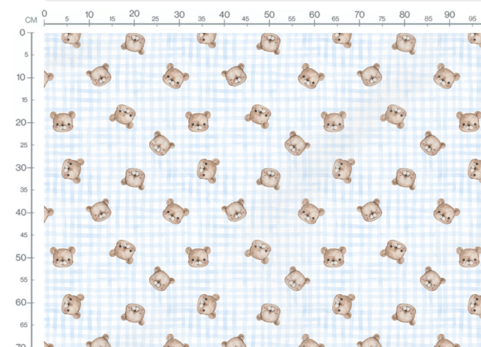 Tissu Imprimé Petit Ourson Adorable Vichy Bleu, 10 tissus au choix – Image 2