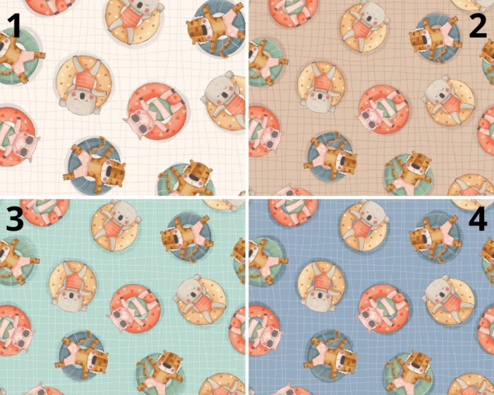 Tissu Imprimé Animaux a la Piscine, 4 coloris et 10 tissus au choix – Image 4