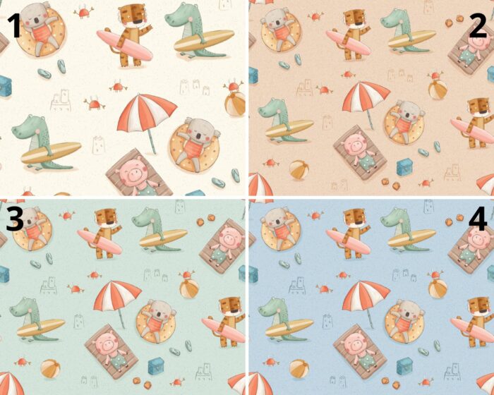 Tissu Imprimé Animaux a la Plage, 4 coloris et 10 tissus au choix – Image 4