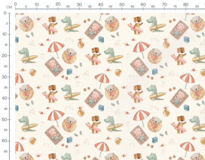 Tissu Imprimé Animaux a la Plage, 4 coloris et 10 tissus au choix – Image 3