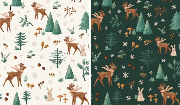 Tissu Imprimé Animaux Foret Froid, 2 coloris et 10 tissus au choix – Image 4