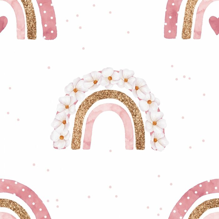 Tissu Imprimé Arc-en-ciel Rose Fleurs, 10 tissus au choix