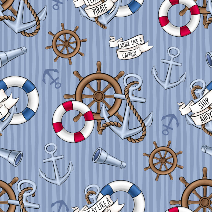 Tissu Imprimé Aventure En Mer Like A Captain, 10 tissus au choix