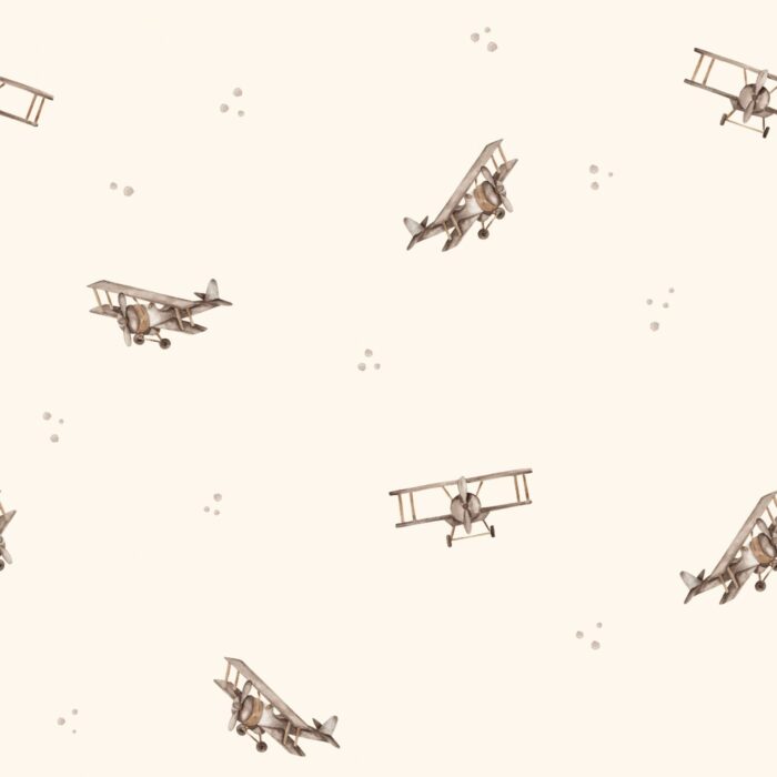 Tissu Imprimé Avion En Bois Crème, 10 tissus au choix