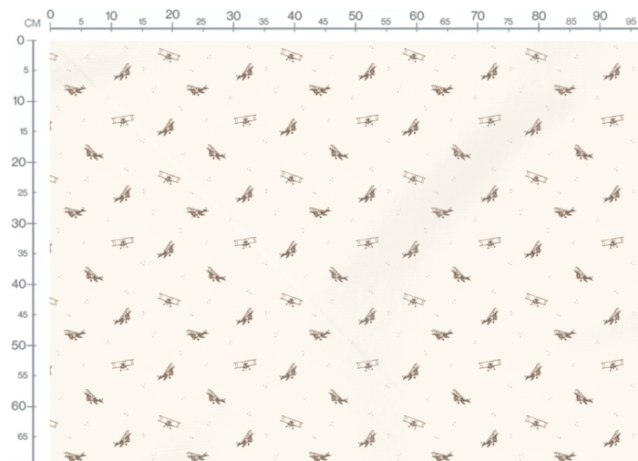 Tissu Imprimé Avion En Bois Crème, 10 tissus au choix – Image 2