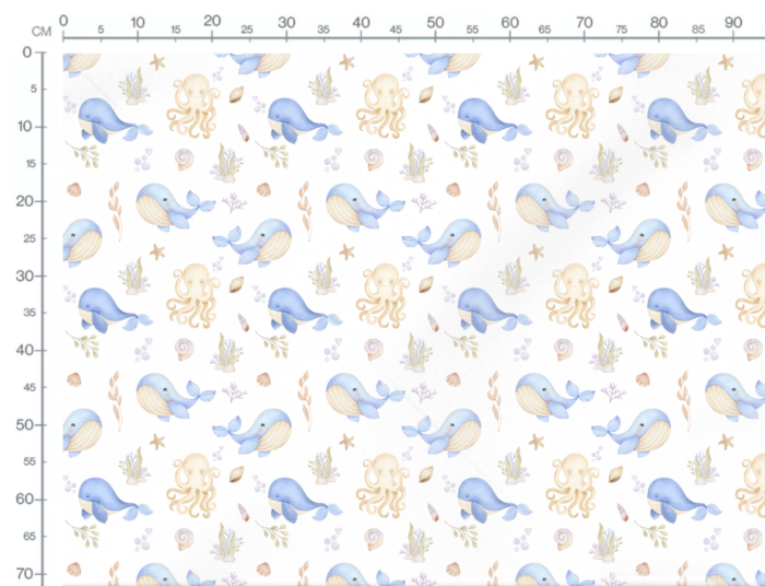 Tissu Imprimé Exclusif Baleine Bleue Pastel, 10 tissus au choix – Image 3