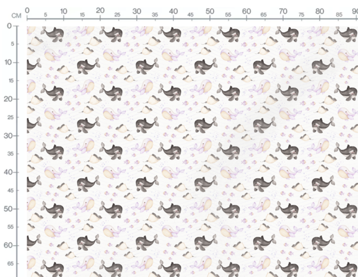 Tissu Imprimé Baleine Poissons Amour Petit, 10 tissus au choix – Image 3