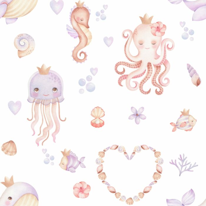 Tissu Imprimé Exclusif Baleine Princesse, 10 tissus au choix