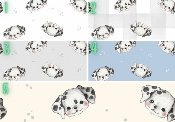 Tissu Imprimé Bébé Dalmatien Mignon, 5 coloris et 10 tissus au choix – Image 4