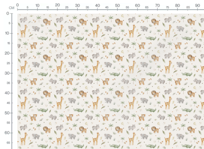 Tissu Imprimé Jungle Animaux Adorables Creme, 10 tissus au choix – Image 3