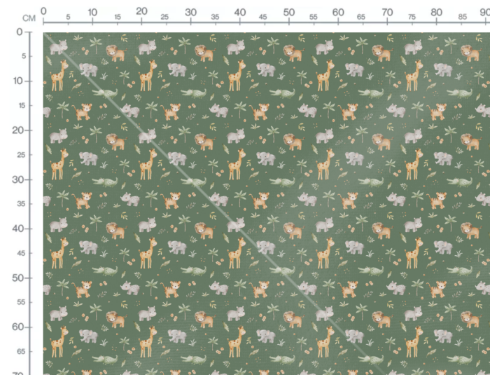Tissu Imprimé Jungle Animaux Adorables Vert, 10 tissus au choix – Image 3