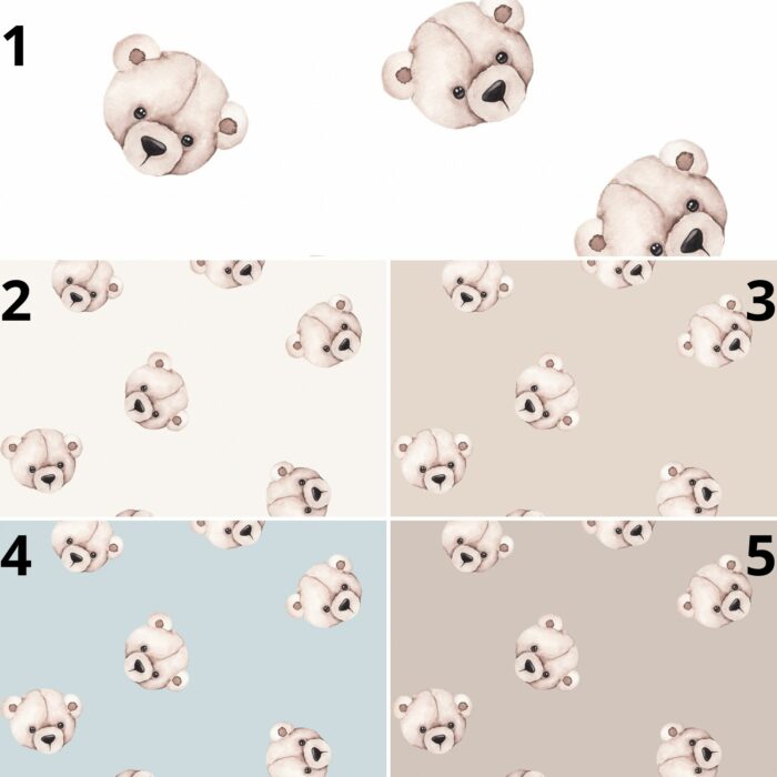 Tissu Imprimé Bébé Ourson, 5 coloris et 10 tissus au choix – Image 4