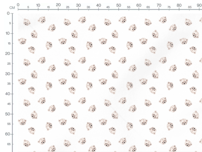 Tissu Imprimé Bébé Ourson Blanc, 10 tissus au choix – Image 2