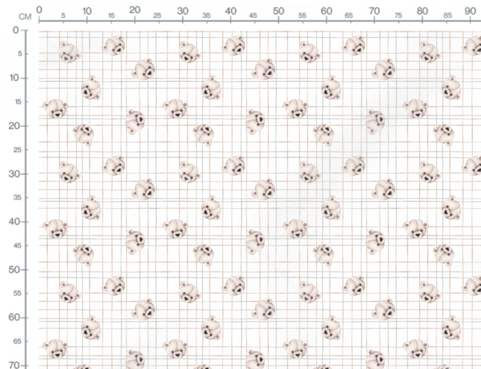 Tissu Imprimé Bébé Ourson Carreaux, 2 coloris et 10 tissus au choix – Image 3