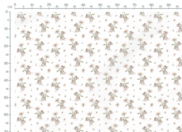 Tissu Imprimé Bébé Souris Marguerite, 9 coloris et 10 tissus au choix – Image 3