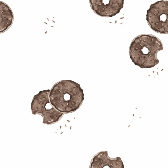 Tissu Imprimé Beignets Chocolat Blanc, 10 tissus au choix