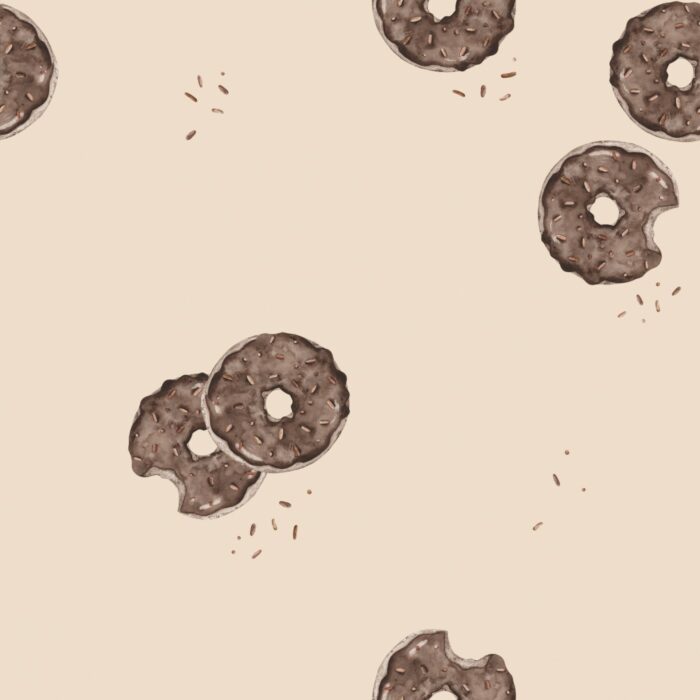 Tissu Imprimé Beignets Chocolat Vanille, 10 tissus au choix