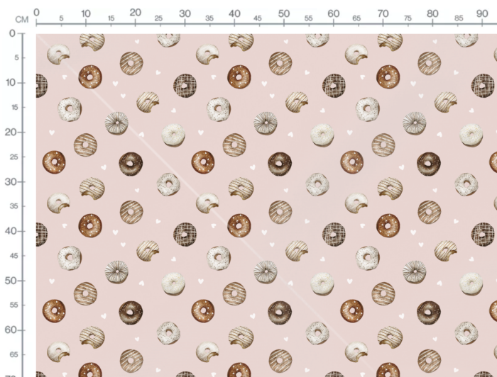 Tissu Imprimé Beignets Coeurs Rose, 10 tissus au choix – Image 3
