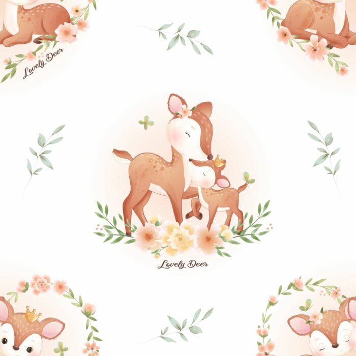 Tissu Imprimé Exclusif Biche Bébé Mignon, 10 tissus au choix