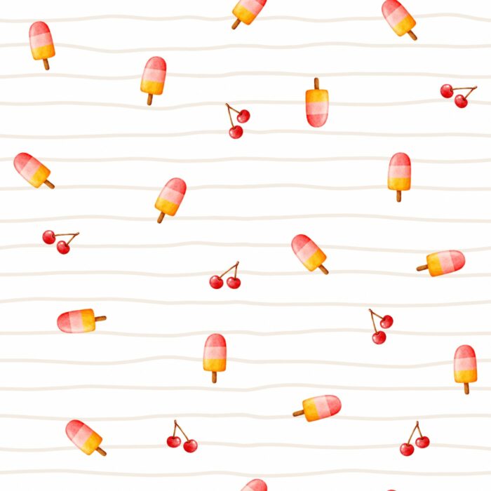 Tissu Imprimé Cerises et Glaces, 10 tissus au choix